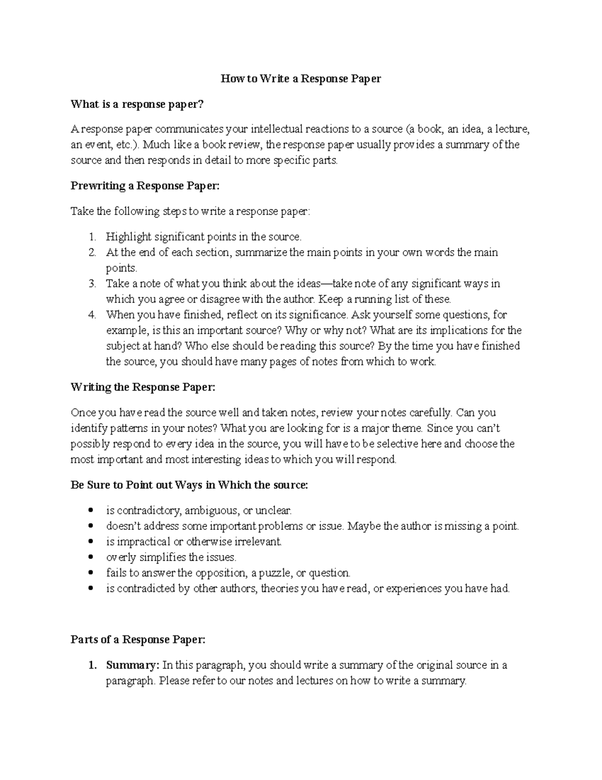 How to Write a Response Paper 2021) - How to Write a Response Paper ...