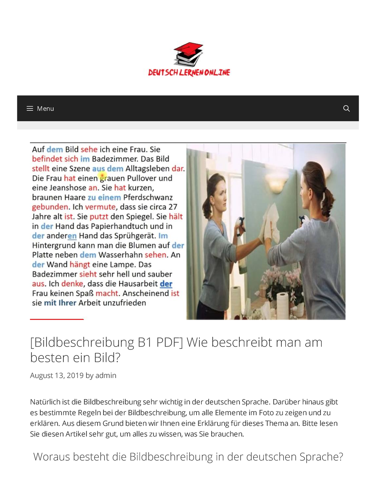 www - it is good - [Bildbeschreibung B1 PDF] Wie beschreibt man am besten  ein Bild? August 13, 2019 - Studocu