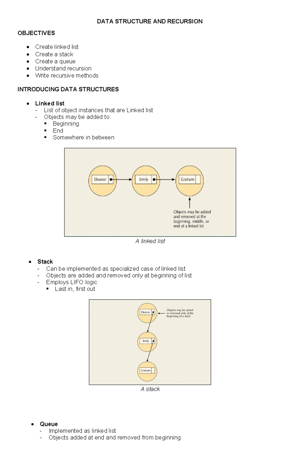 Data Structure and Recursion - Computer Engineering - PangSU - Studocu