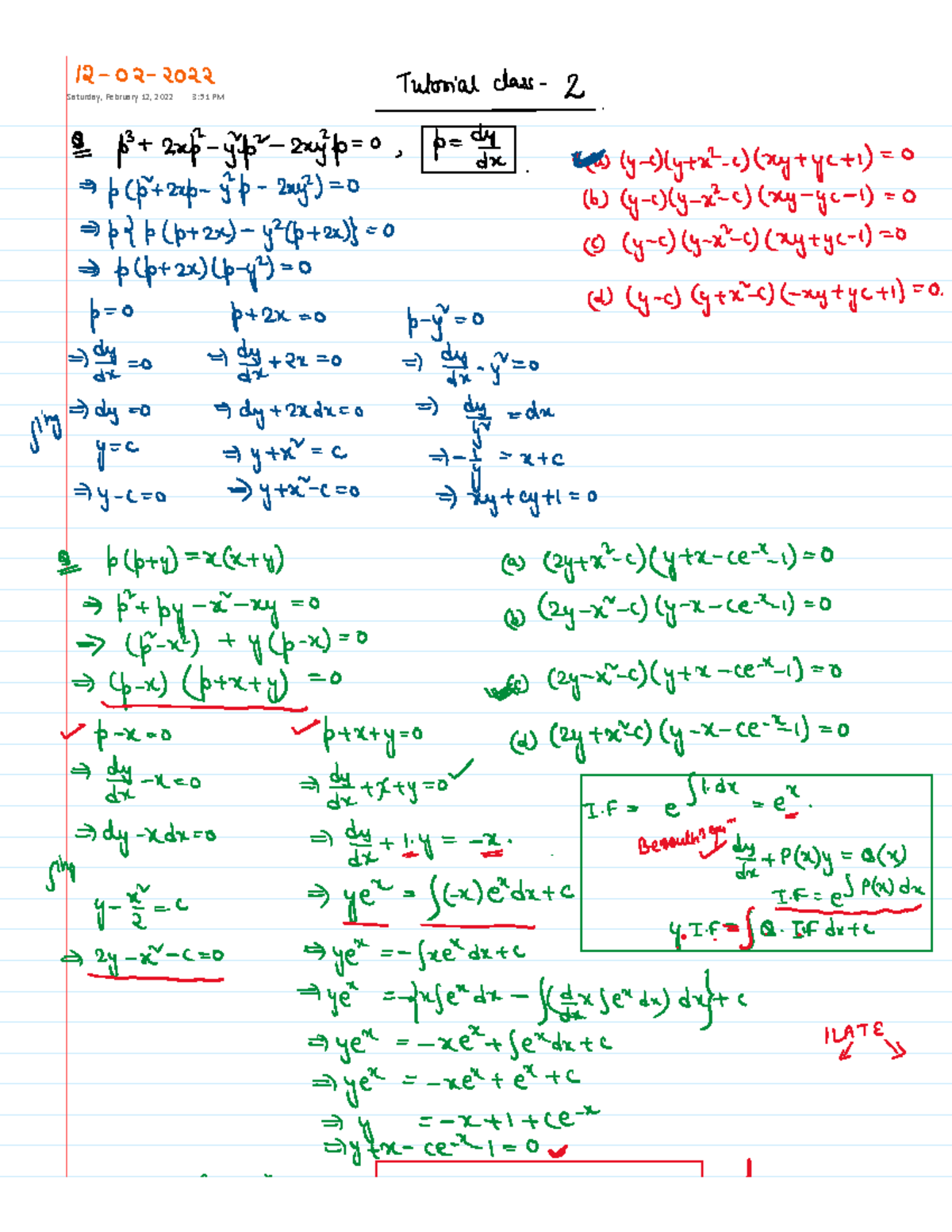 MHT Tutorial 2 - Differential Equations and Vector Calculus - Studocu