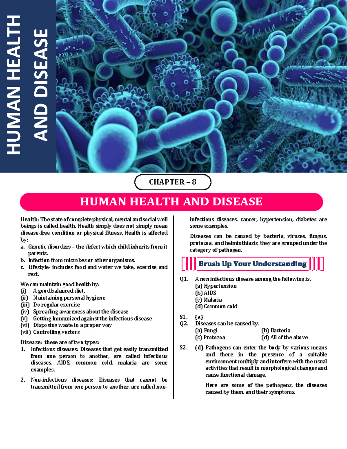 Human health and diseases (Bio plus 2 easy notes ) - Health: The state ...