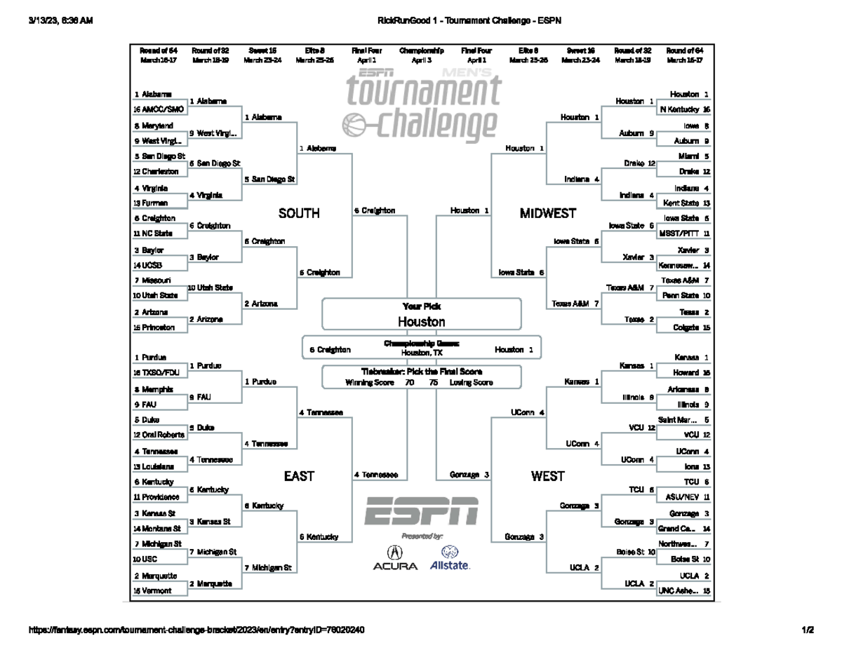 2023 March Madness Bracket Final - HHE 445 - Studocu