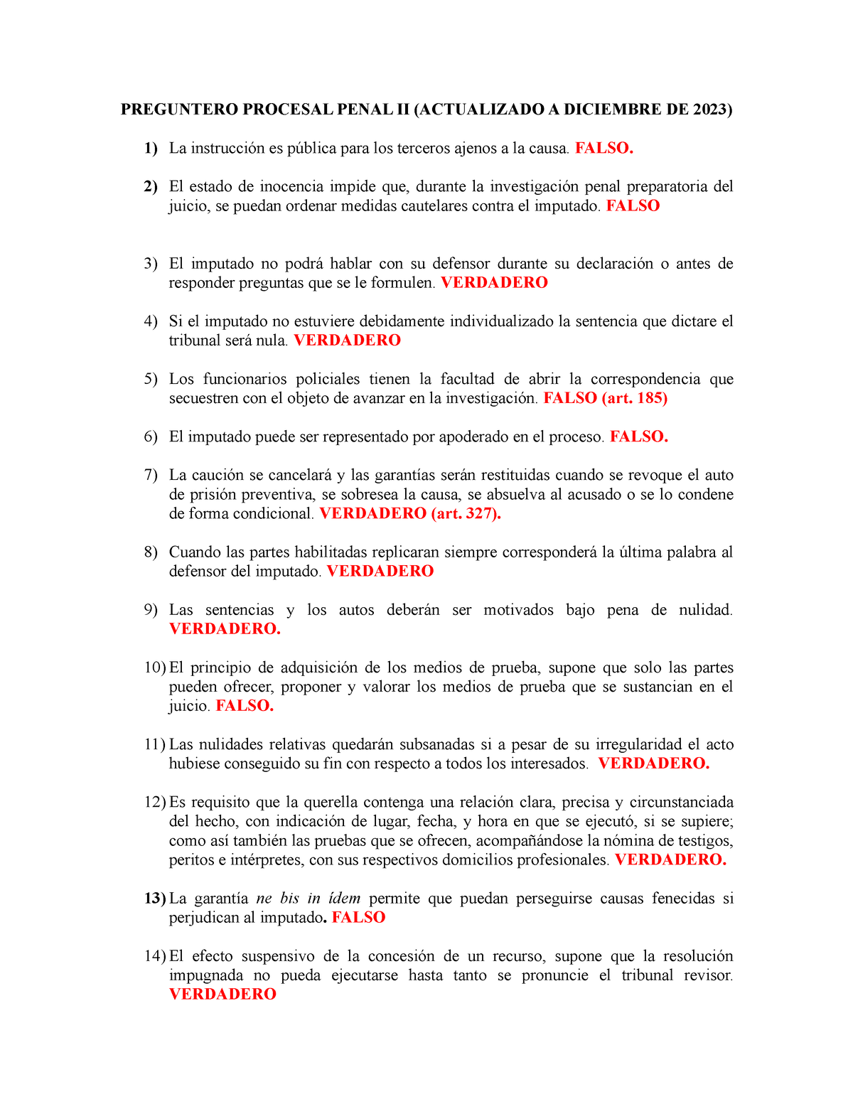 Preguntero Procesal Penal II Actualizado A 2023 - PREGUNTERO PROCESAL ...