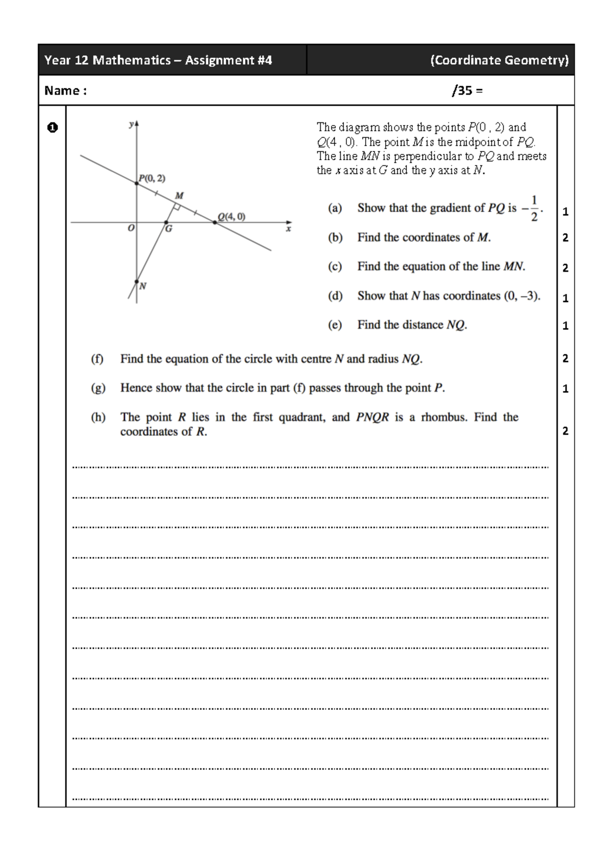 coordinate geometry assignment answers