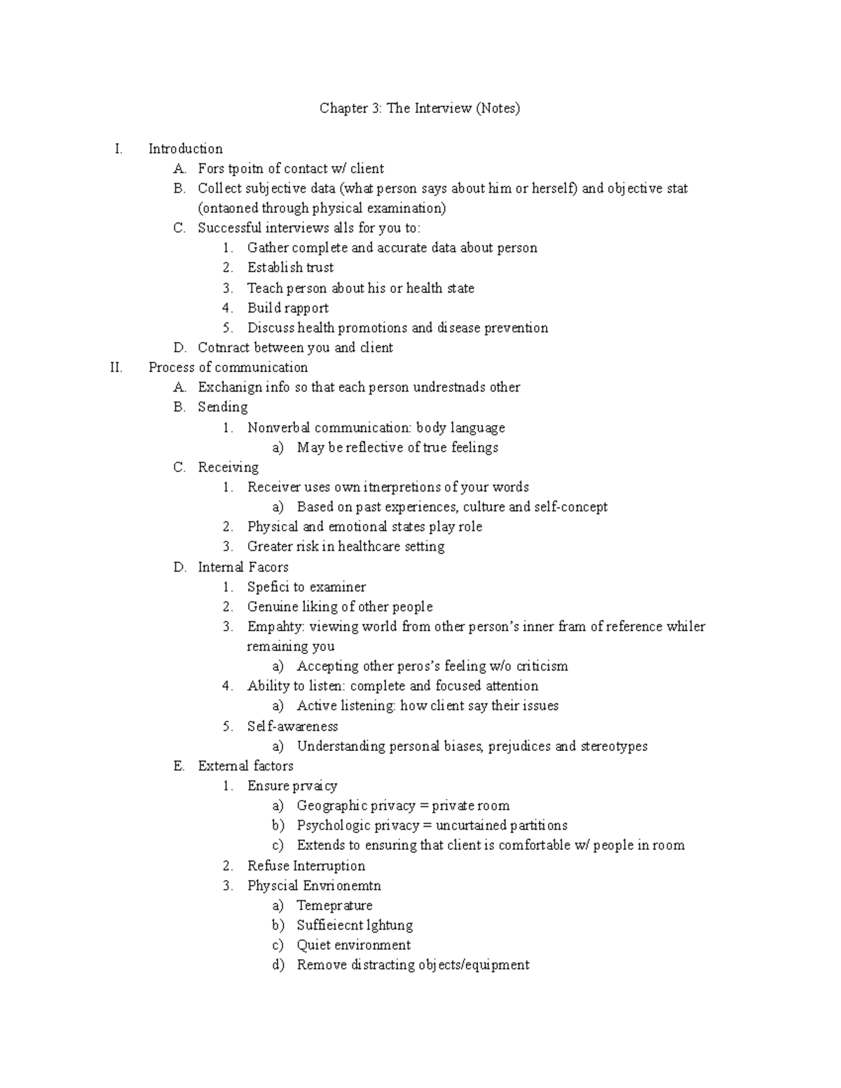 Chapter 3 The Interview (Notes) - Chapter 3: The Interview (Notes) I ...