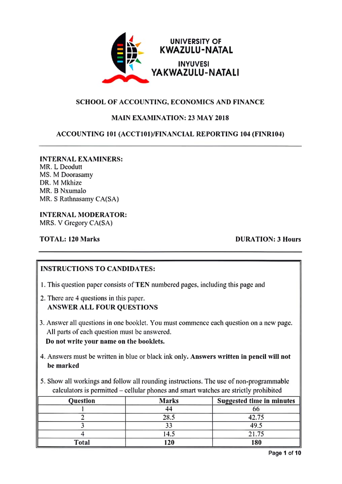 2018 Main Exam - ACCT212 - Studocu