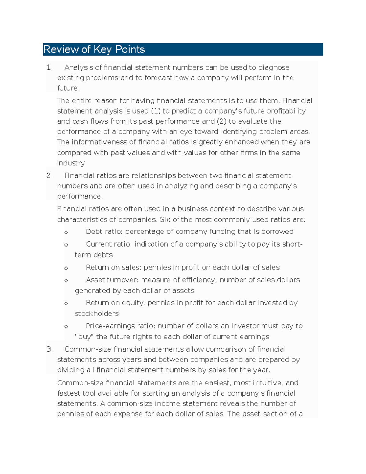 Topic 6- Introduction to Financial Statement Analysis - Review of Key ...