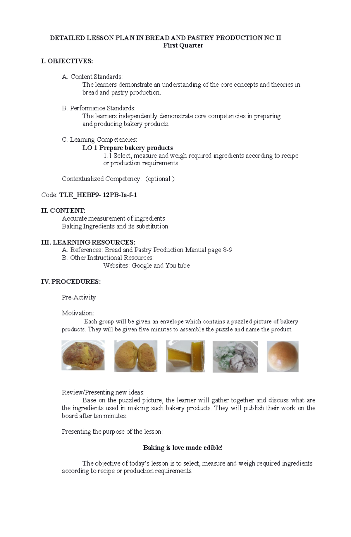 Detailedlessonplaninbreadandpastryproductionnciifirstquarter