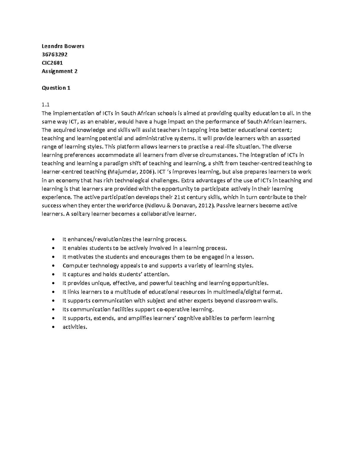 Assignment 2 - Leandra Bowers 36763292 CIC Assignment 2 Question 1 The ...