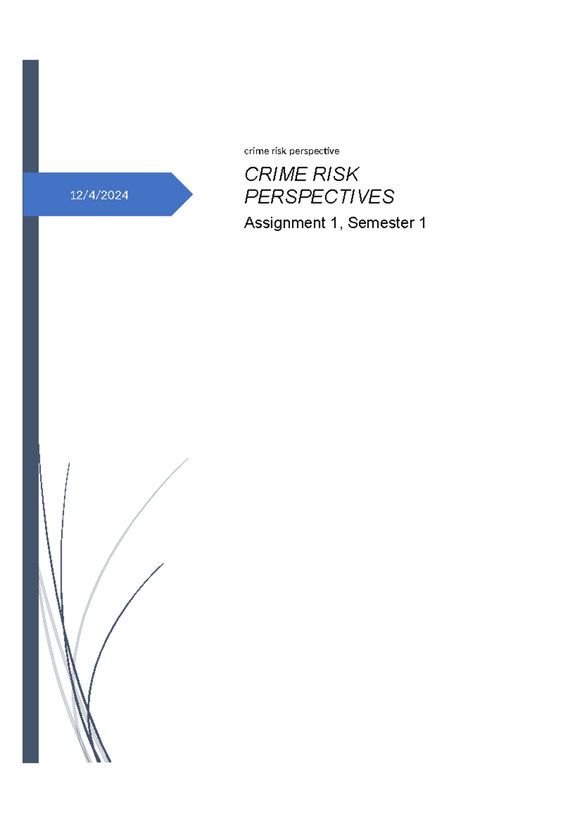 CMY2601 Assessment 1 - 12/4/ CRIME RISK PERSPECTIVES Assignment 1 ...