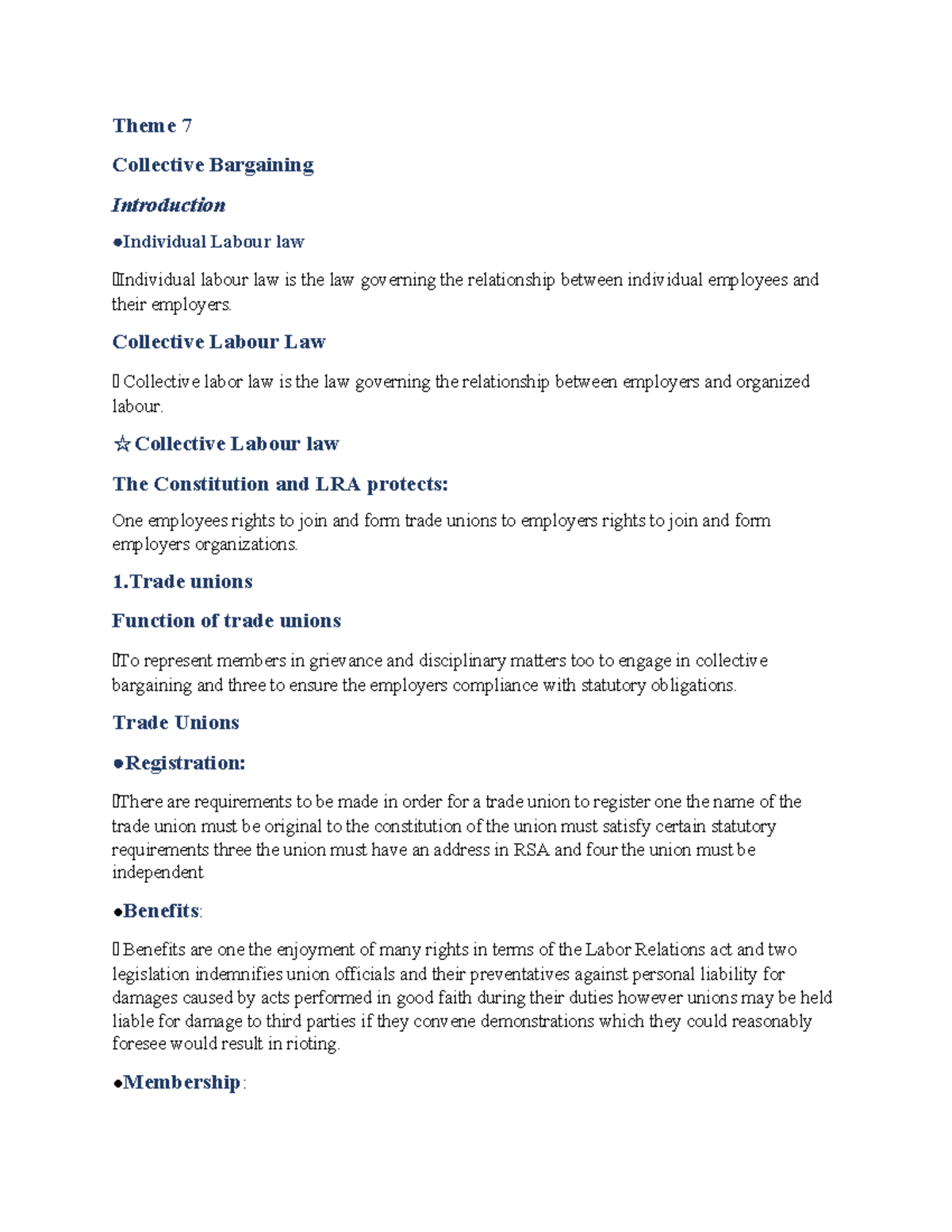 Theme 7 Collective bargaining - Theme 7 Collective Bargaining ...