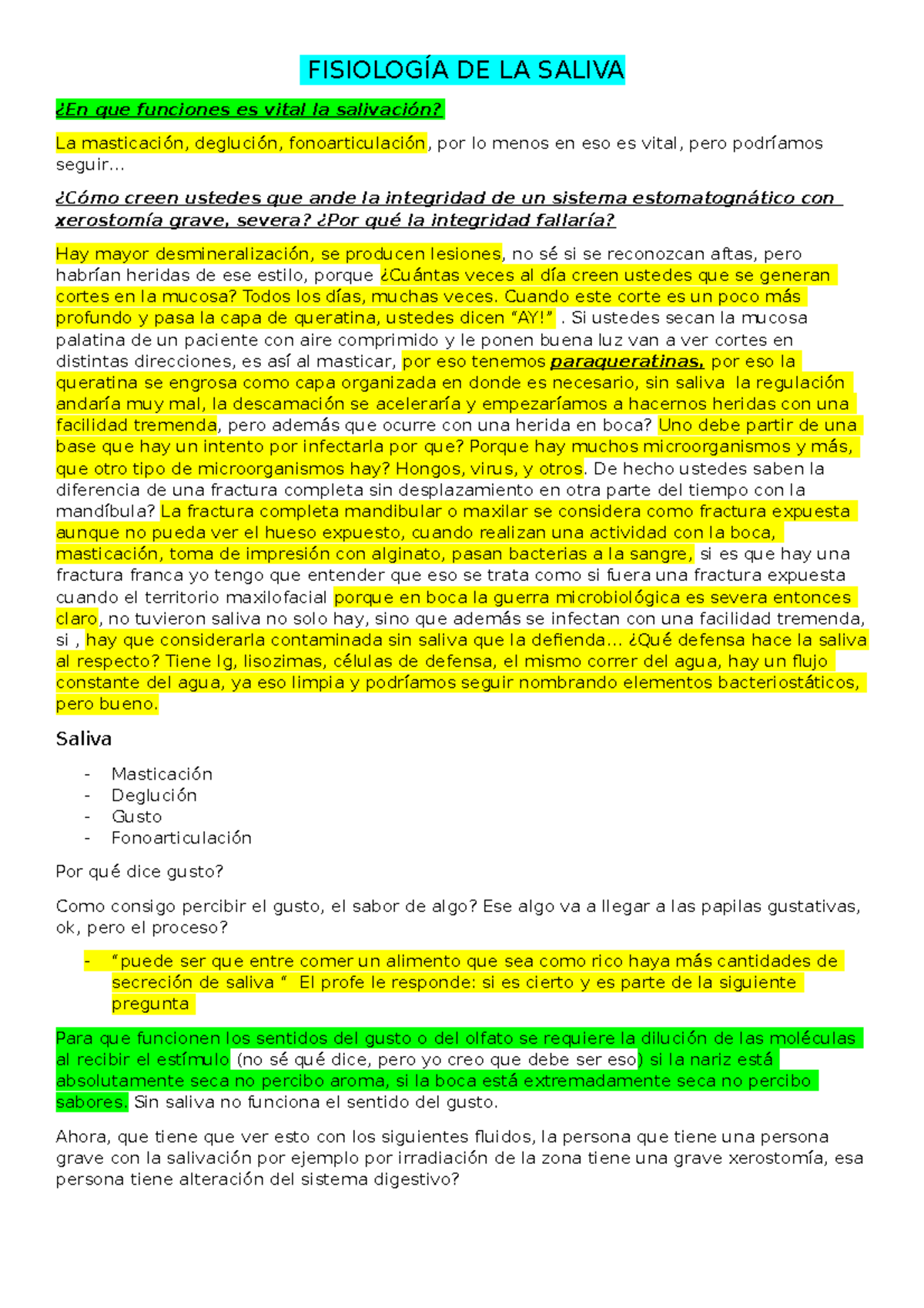 Salivacion funcion y componentes de la saliva DE LA SALIVA que