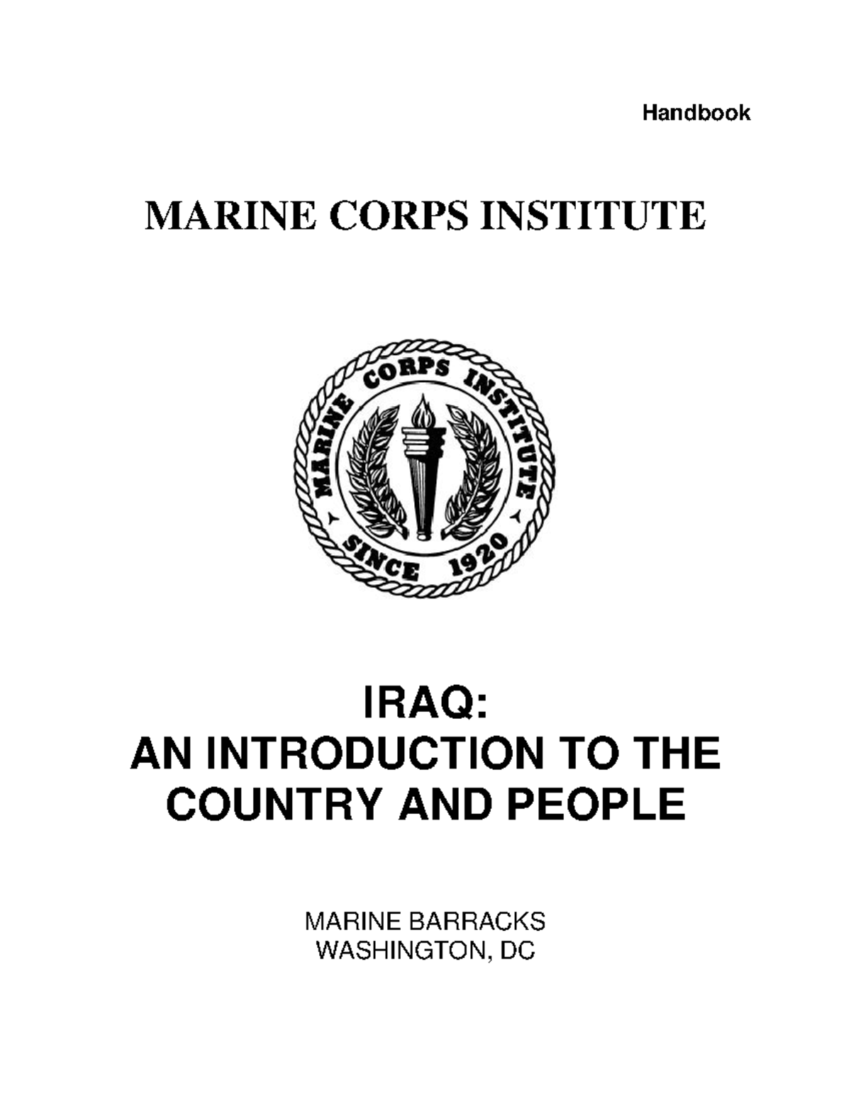 Marine Corps Institute IRAQ AN Introduction TO THE Country AND