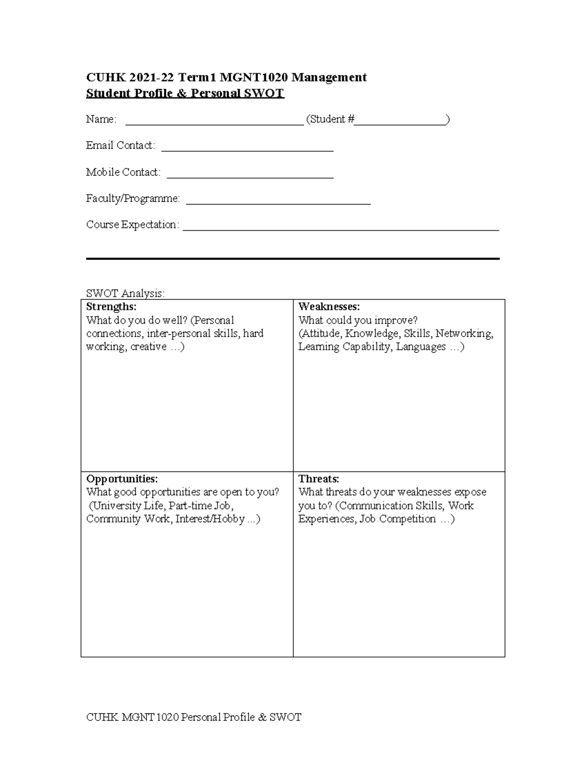 MGNT1020 Student Profile_questions_partice exercise - CUHK 2021-22 ...
