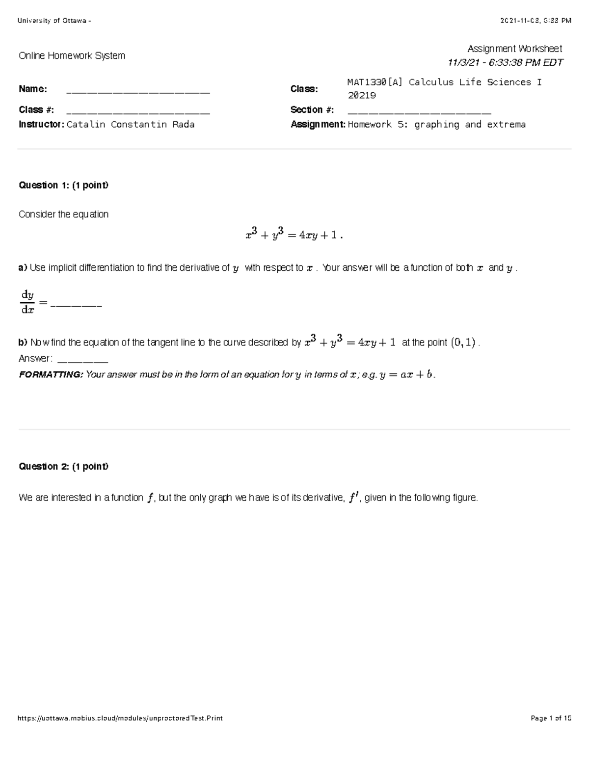 Homework 5 - practice materials - Online Homework System Assignment ...