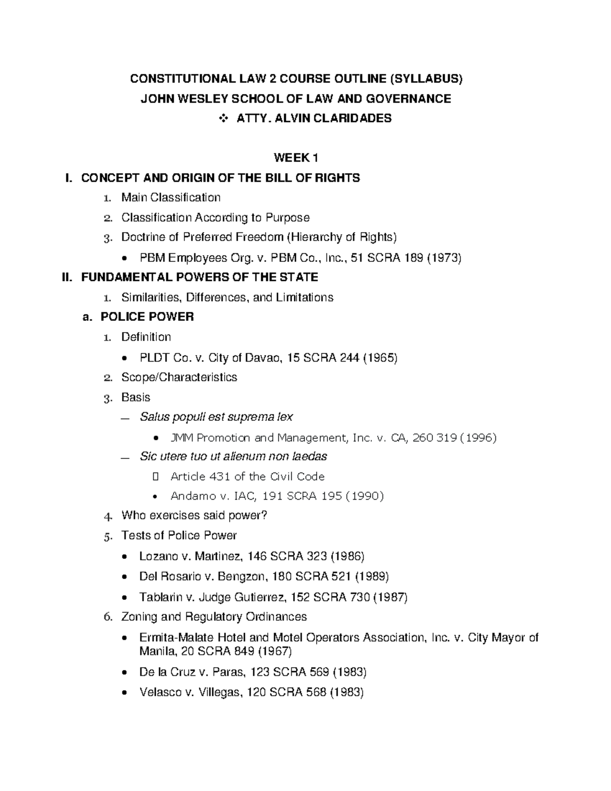 Constitutional Law 2 Syllabus