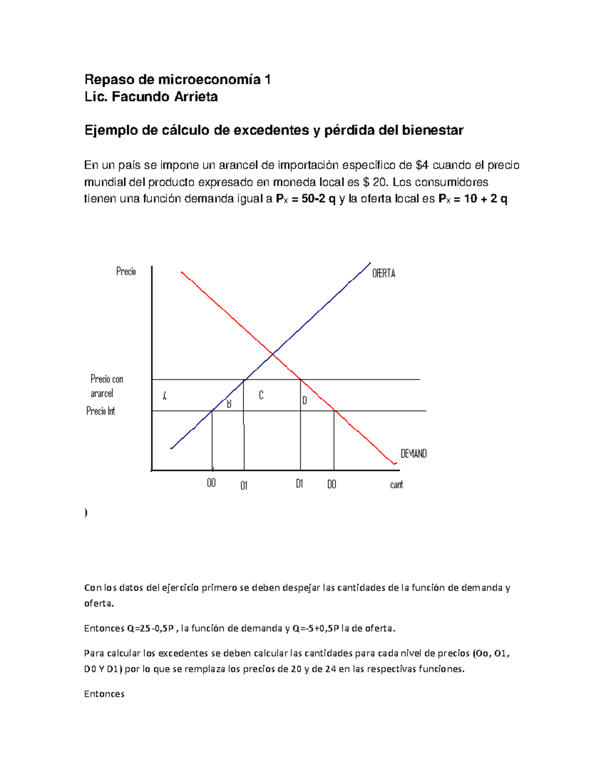Ejemplo de cálculo de excedentes y pérdida del bienestar-3 - Repaso de ...