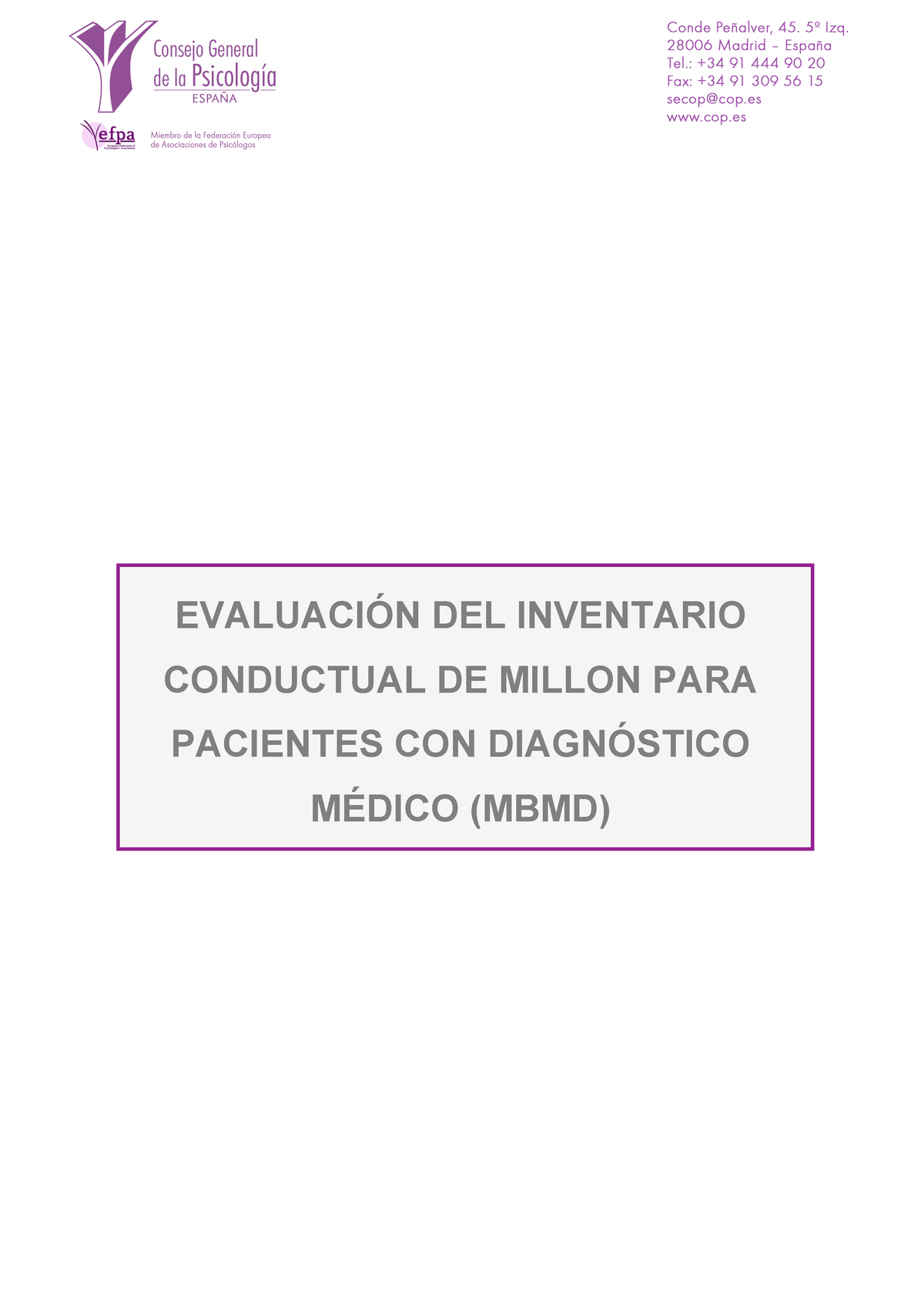 Mcmi Iv Informacion Del Mcmi Iv Inventario Clínico Multiaxial De Millon EvaluaciÓn Del 0549