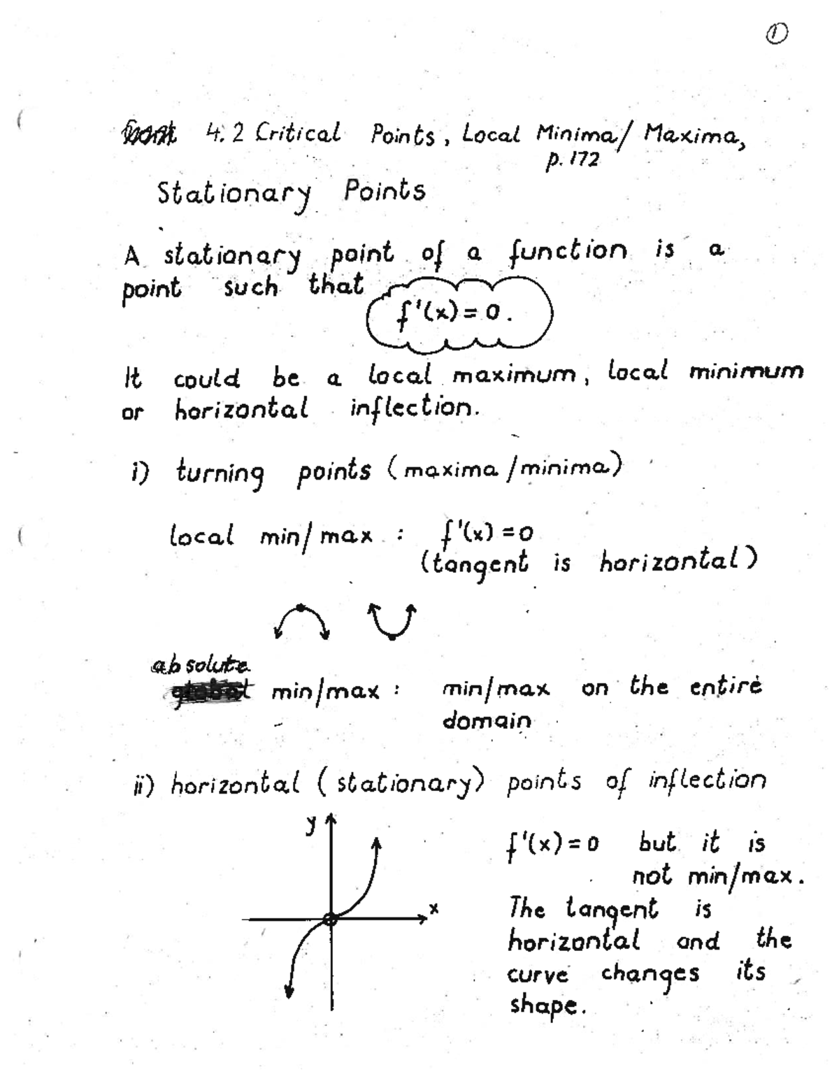 4.2 Critical Points 2018 Handwritten - MATH 1300 - Studocu