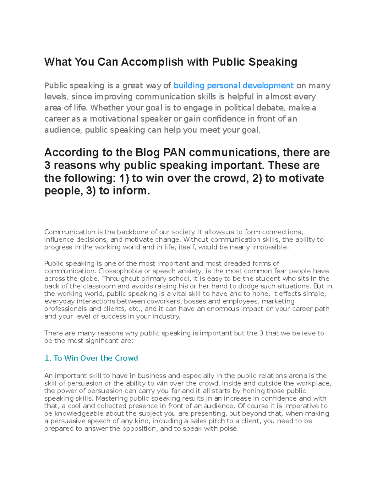 What You Can Accomplish with Public Speaking - Whether your goal is to ...