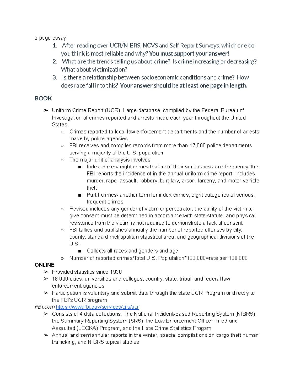 Chapter 2 Data Collection Notes - 2 Page Essay 1. After Reading Over ...