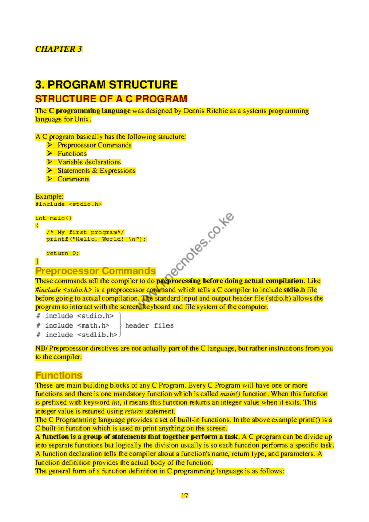 Program- Structure - CHAPTER 3 3. PROGRAM STRUCTURE STRUCTURE OF A C ...