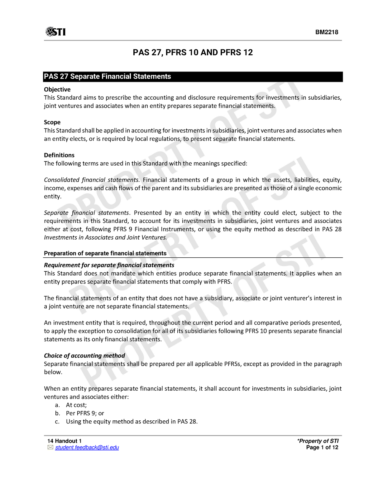 14 Handout 1 - Cfas - Conceptual Framework And Accounting Standards ...