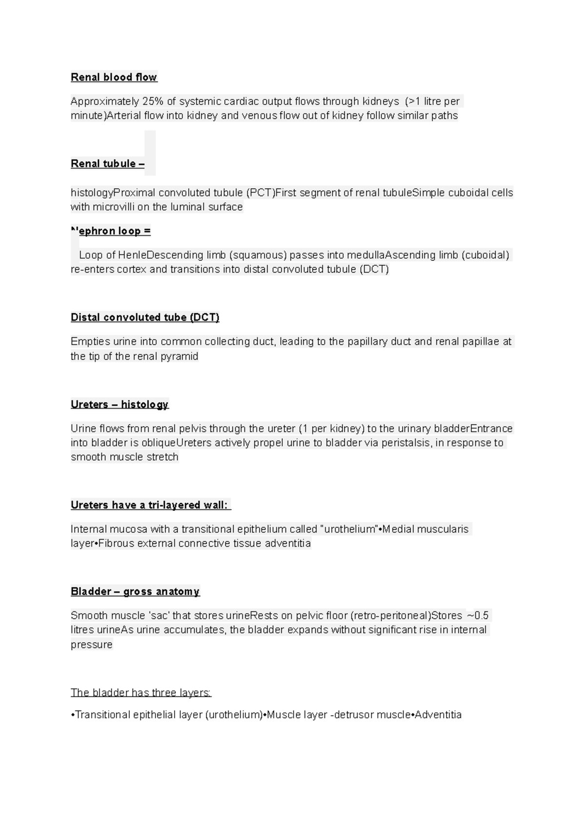 Urinary system 2 - Lecture notes 2 - Renal blood flow Approximately 25% ...