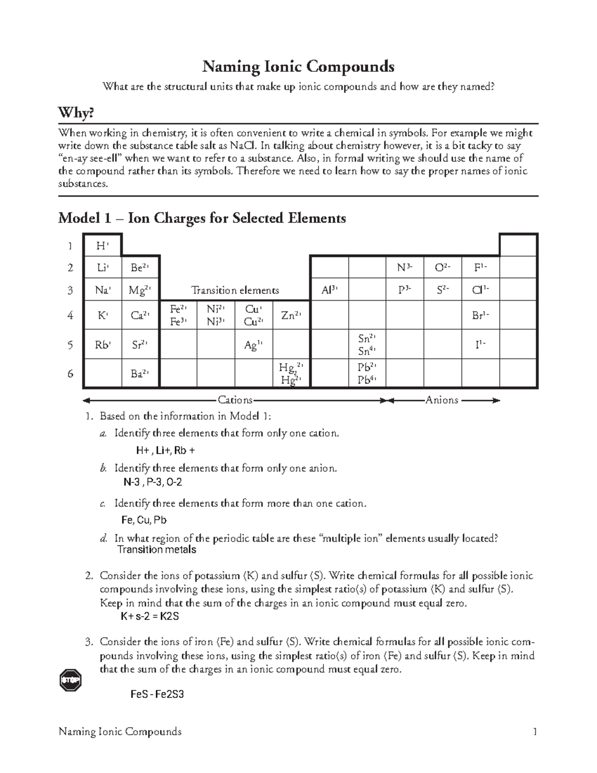 16 Naming Ionic Compounds S Naming Ionic Compounds 1 Naming Ionic Compounds What Are The