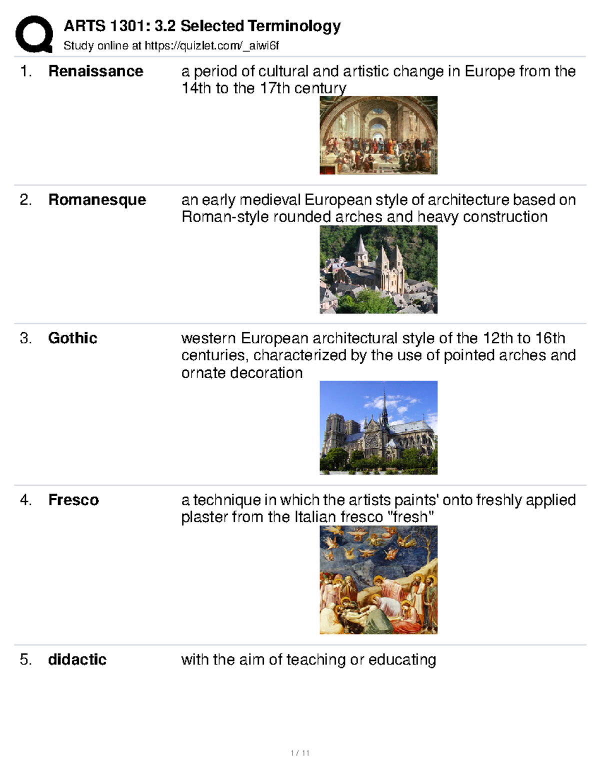 ARTS 1301 3.2 Selected Terminology - Study Online At Quizlet/_aiwi6f ...