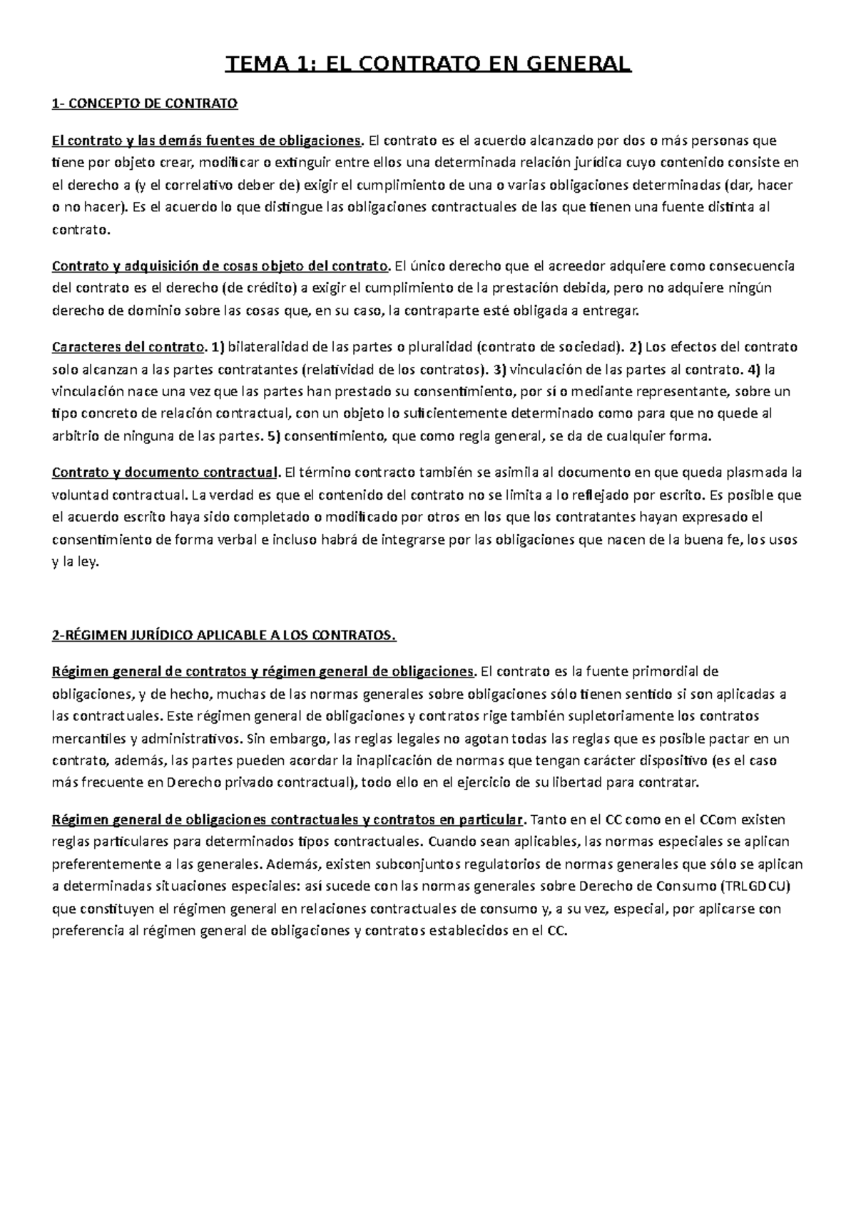 TEMA 1. EL Contrato EN General TEMA 1 EL CONTRATO EN GENERAL 1
