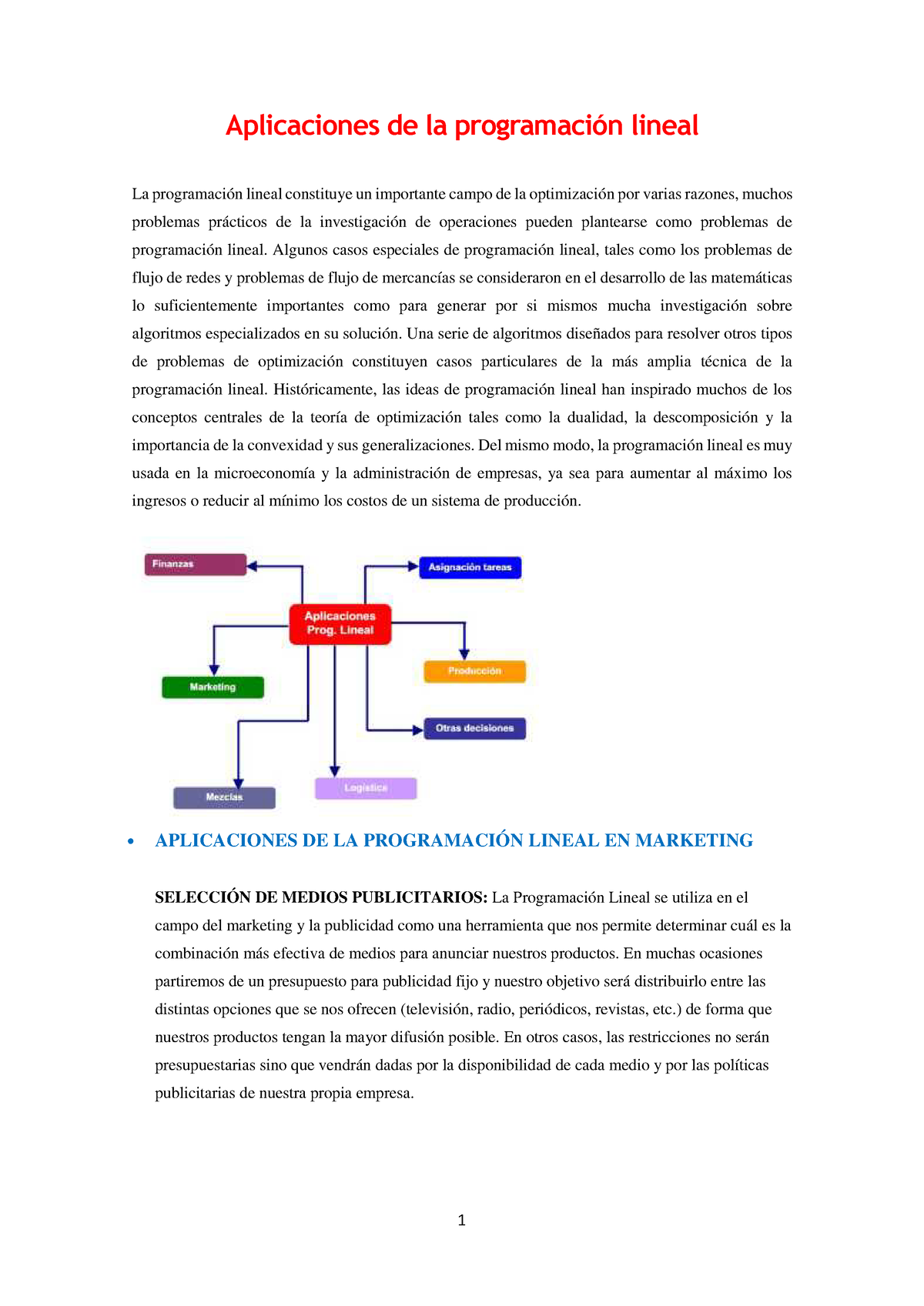 Lectura - Aplicaciones De La Programación Lineal - 1 Aplicaciones De La ...