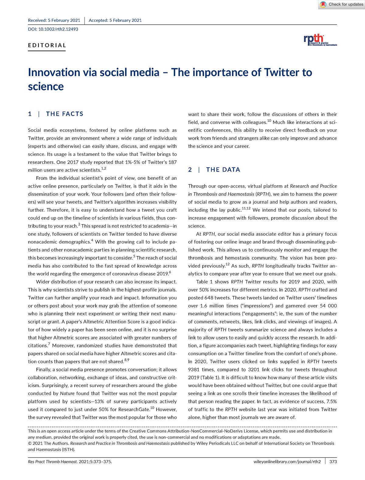 Innovation Via Social Media The Importance Of Twitter To Science - Res ...