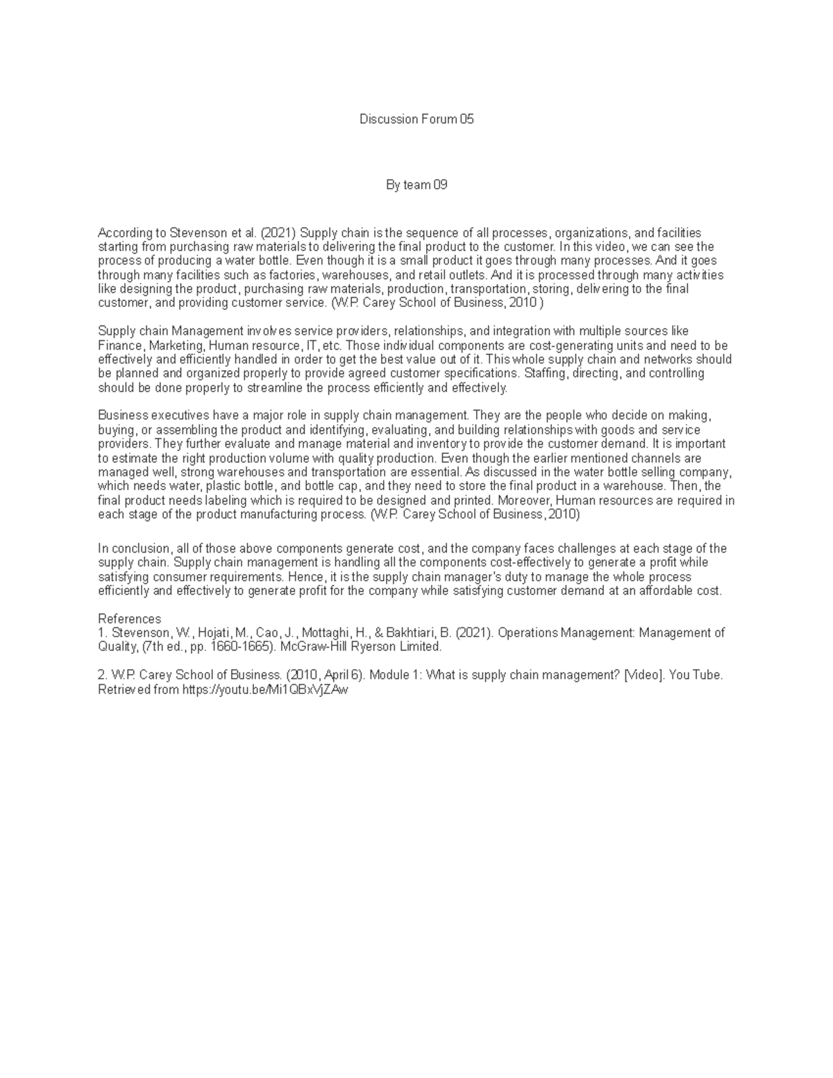 Discussion Forum Answer 5 Discussion Forum 05 By team 09 According to