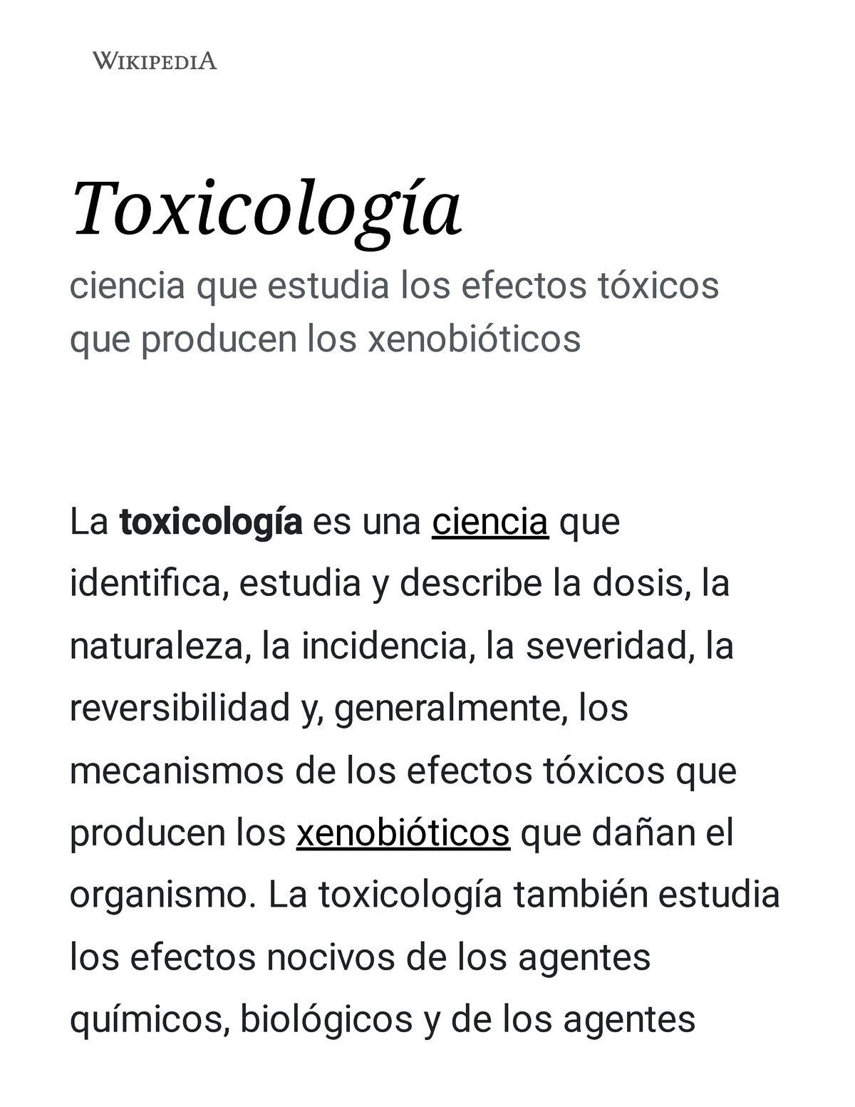 Toxicologia — Wikipèdia