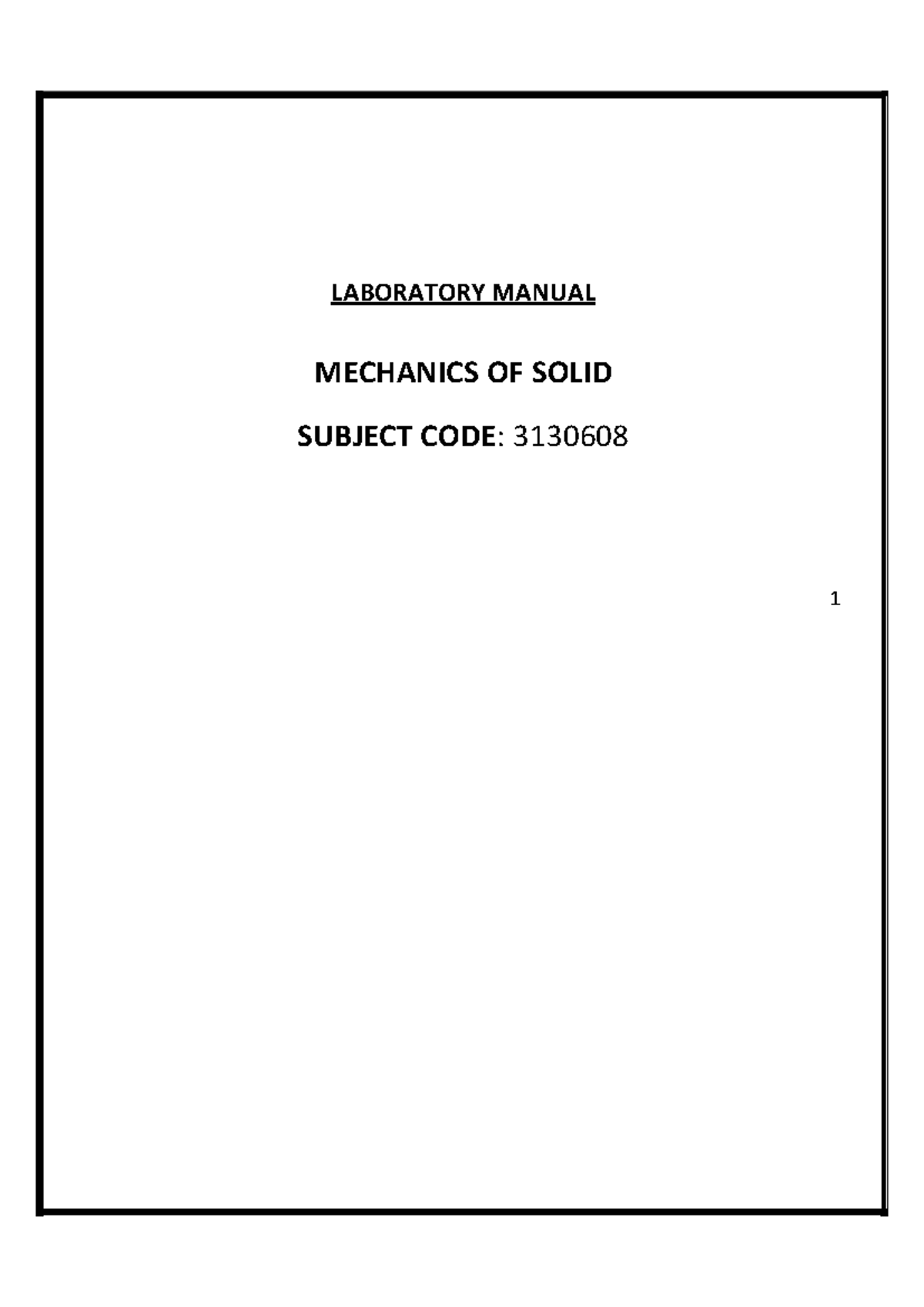 3130608 Mechanics OF Solid labmanual GTU Studocu