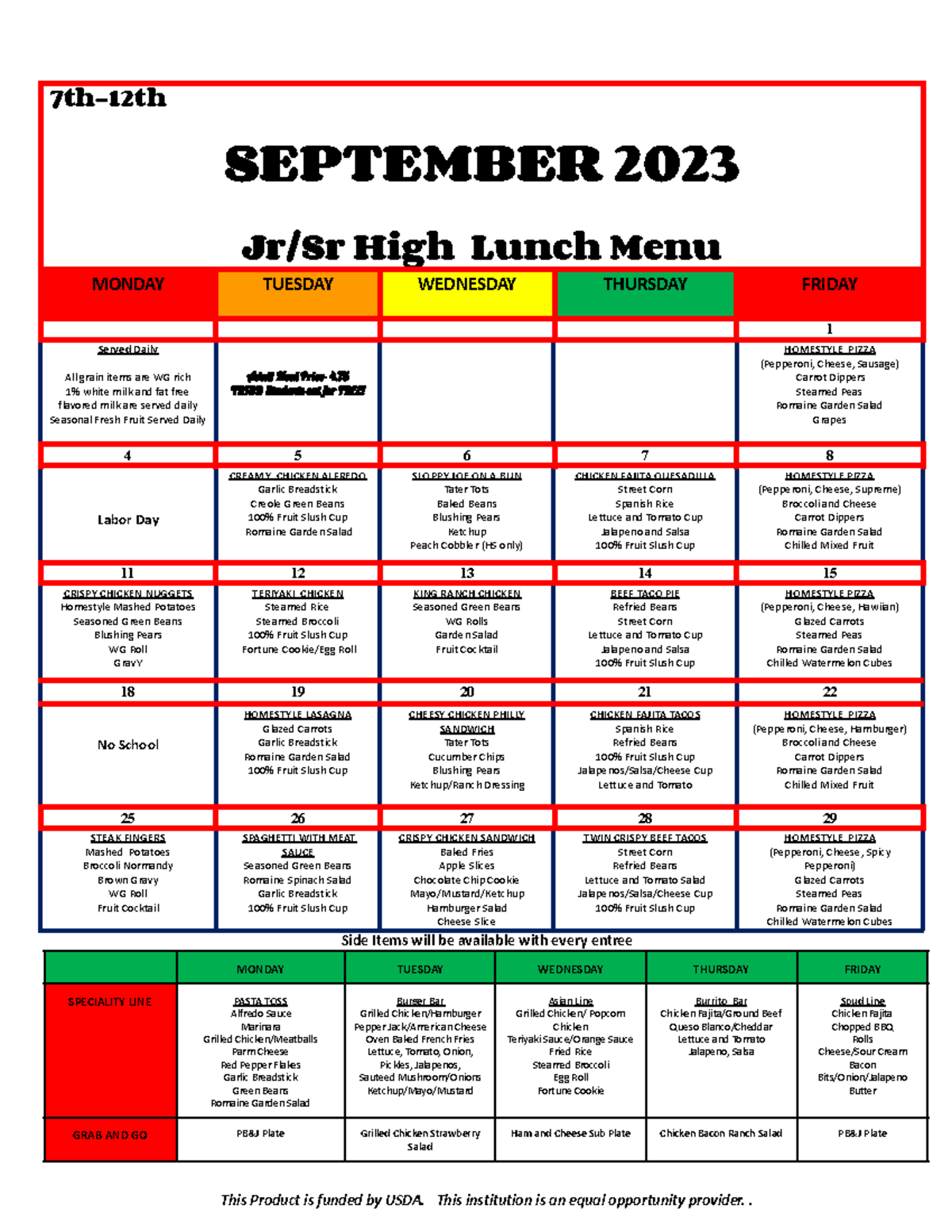 Sept Jr Sr lunch menus 2023 7th12th SEPTEMBER 2023 Jr/Sr High Lunch