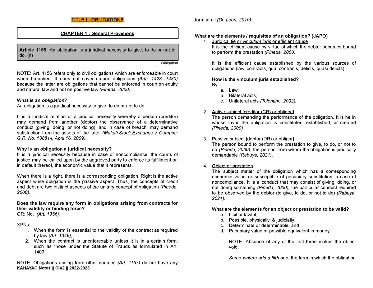 1. Ch. 1 - General Provisions - TITLE I : OBLIGATIONS CHAPTER 1 ...