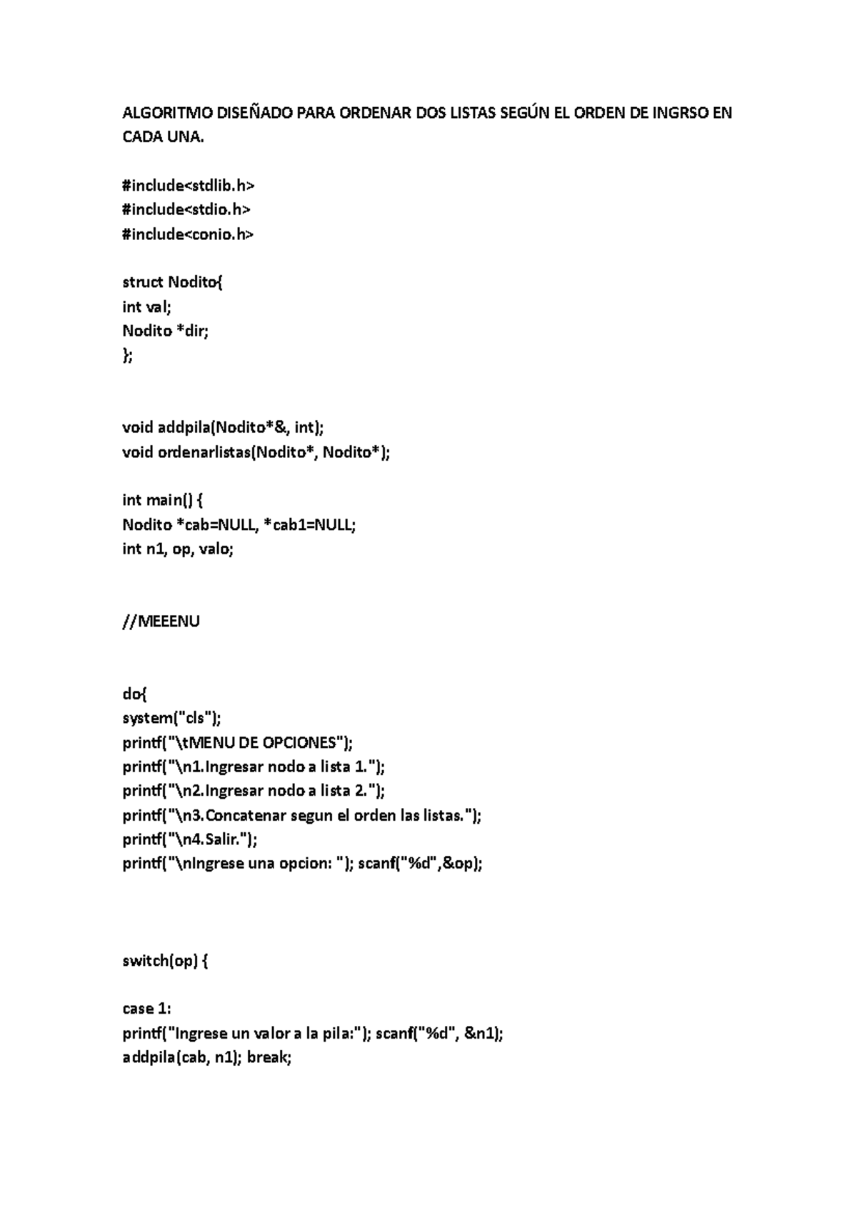 Ejercicios Básicos en C++ - ALGORITMO DISEÑADO PARA ORDENAR DOS LISTAS ...