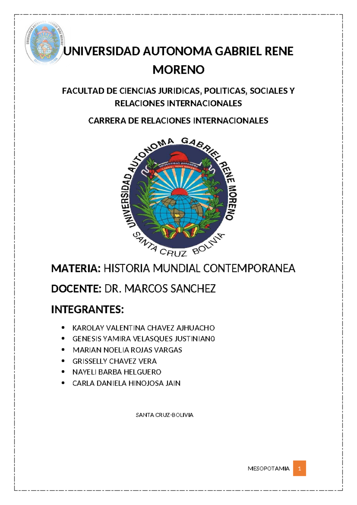 Mesopotamia Informe - UNIVERSIDAD AUTONOMA GABRIEL RENE MORENO FACULTAD ...