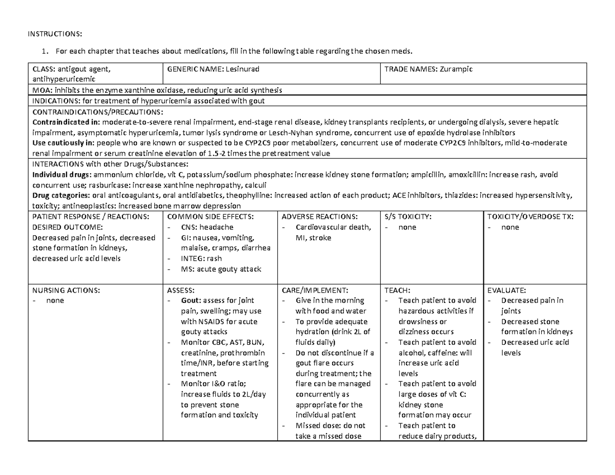 Zurampic - INSTRUCTIONS: For each chapter that teaches about ...