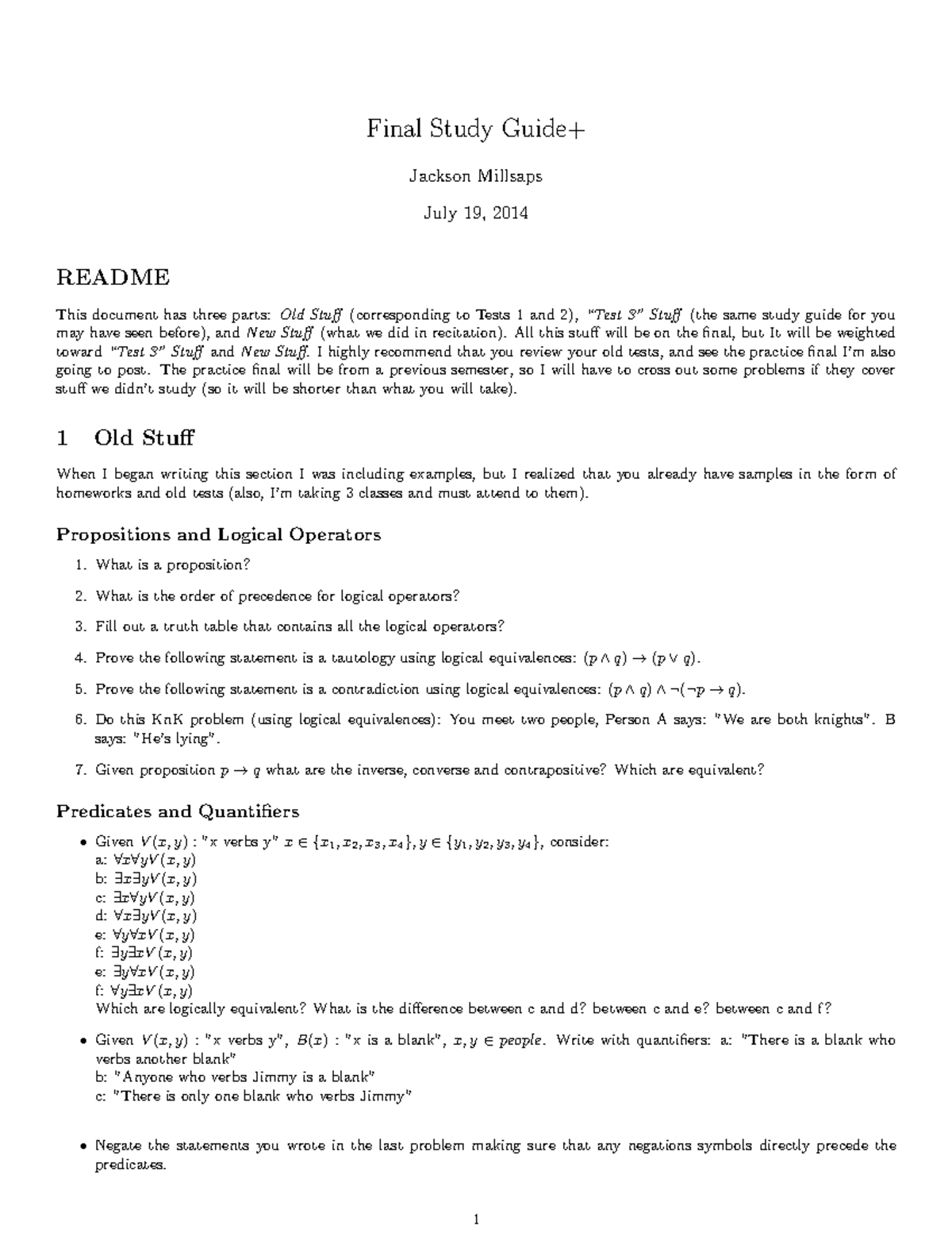 Final Study Guide - Exam Solutions - Final Study Guide+ Jackson ...