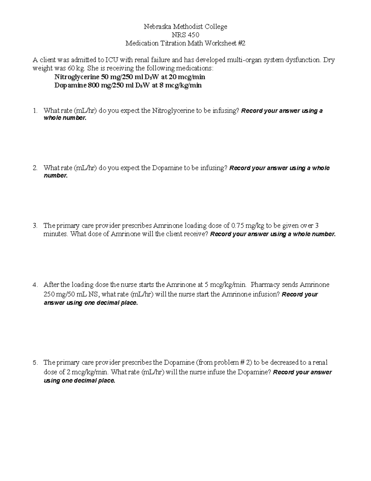 Titration 20math20answer 20key20 - Nebraska Methodist College NRS 450 ...