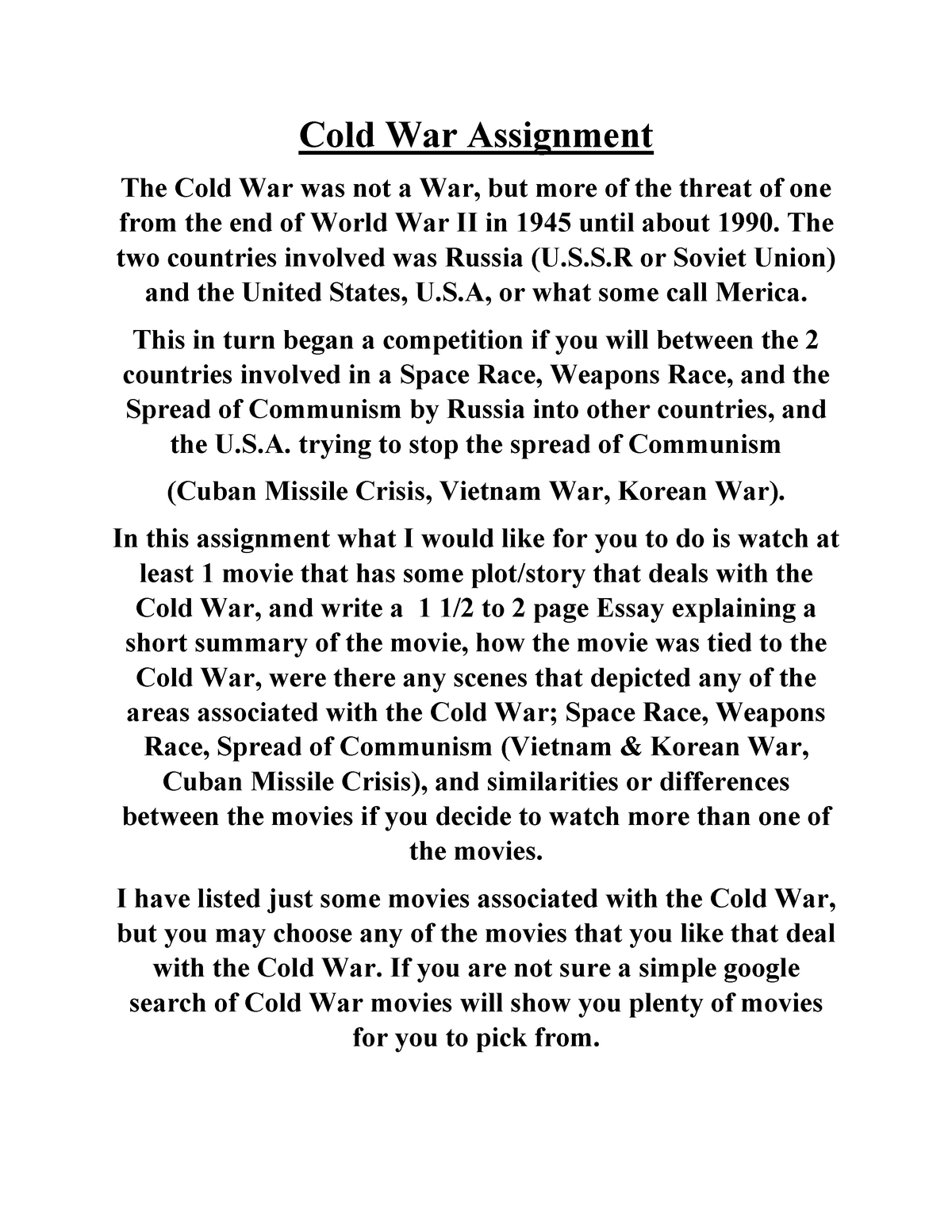 cold war essay intro