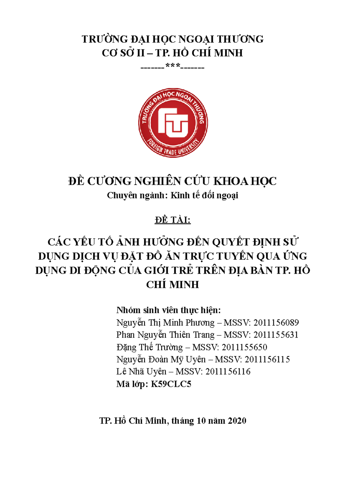 Final - For reference - TRƯỜNG ĐẠI HỌC NGOẠI THƯƠNG CƠ SỞ II u2013 TP 