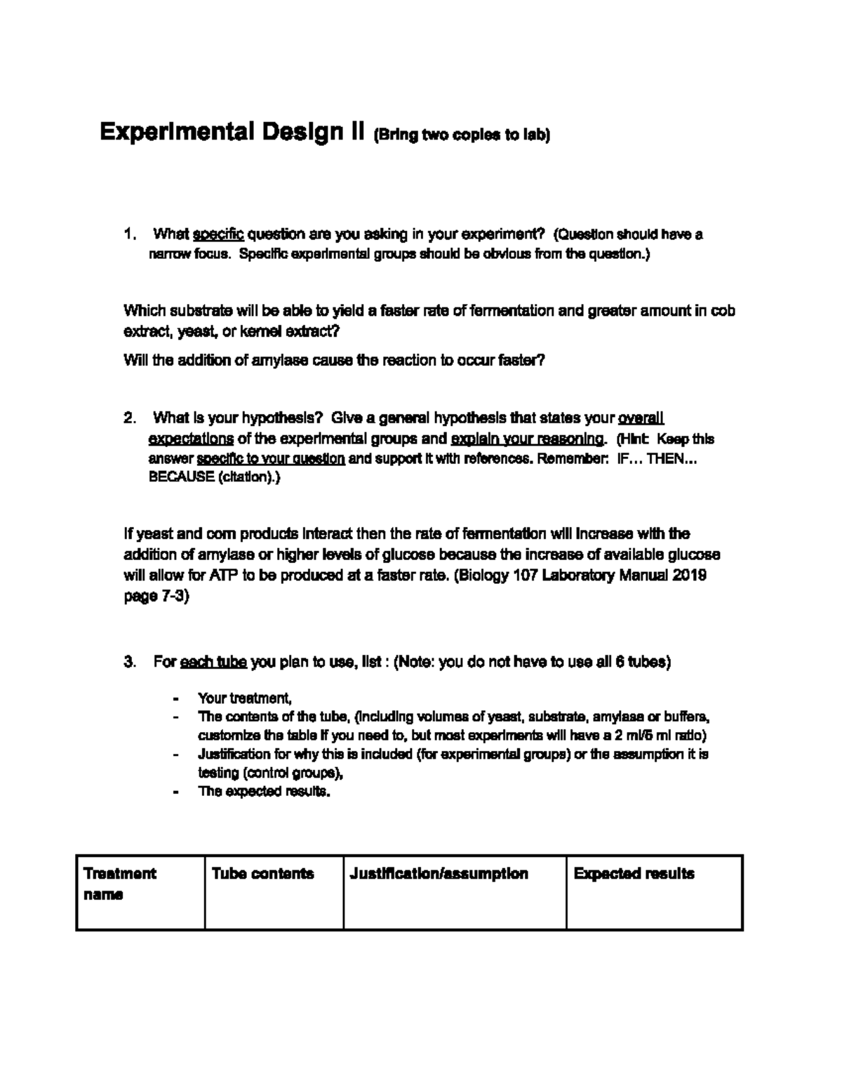 Bio 107 Experimental Design - Bio 107 - Studocu