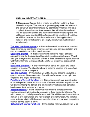 Math114 Concept Summary - Math 114: Concept Summary For Final Exam ...