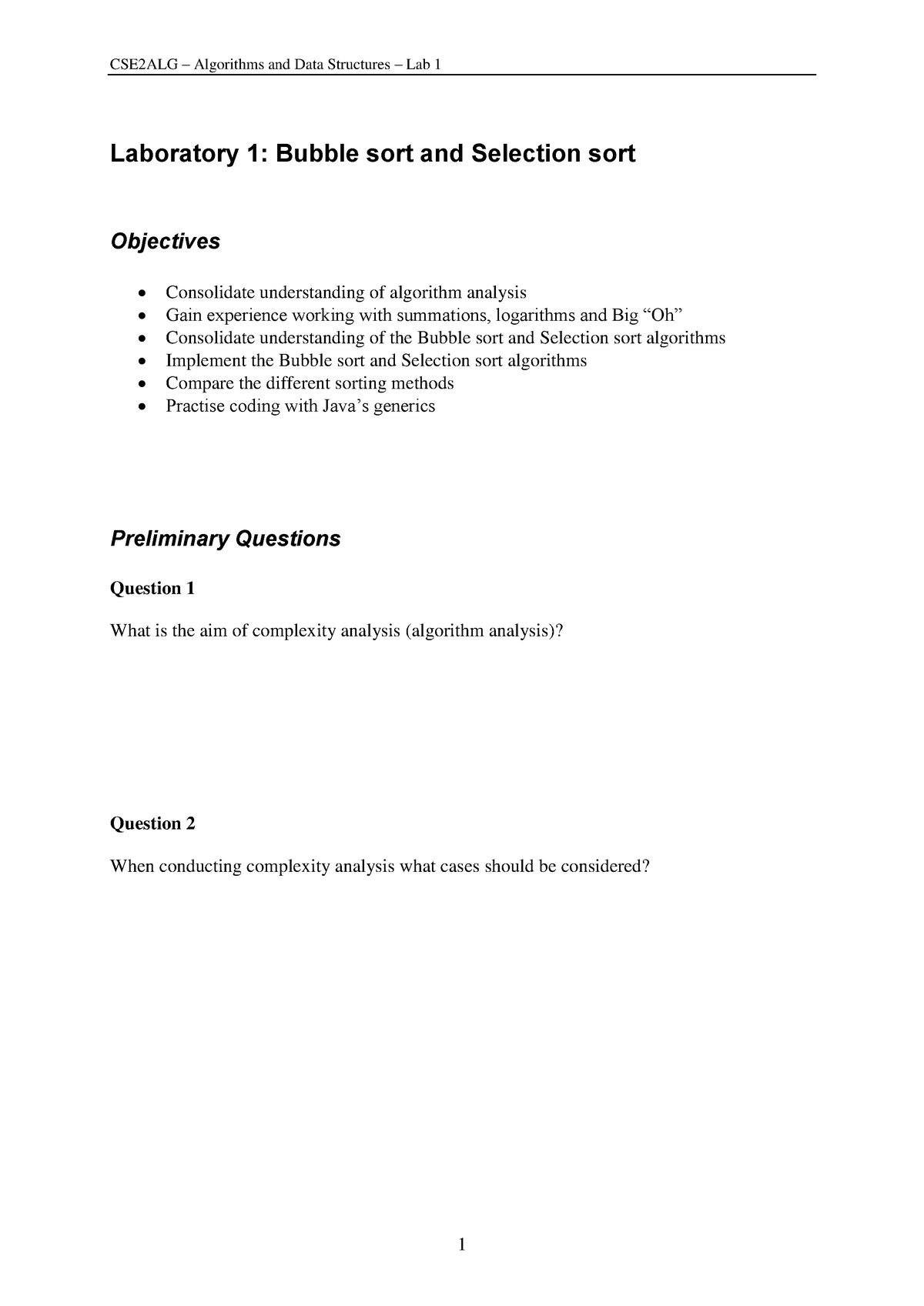 Bubble sorting lab manual