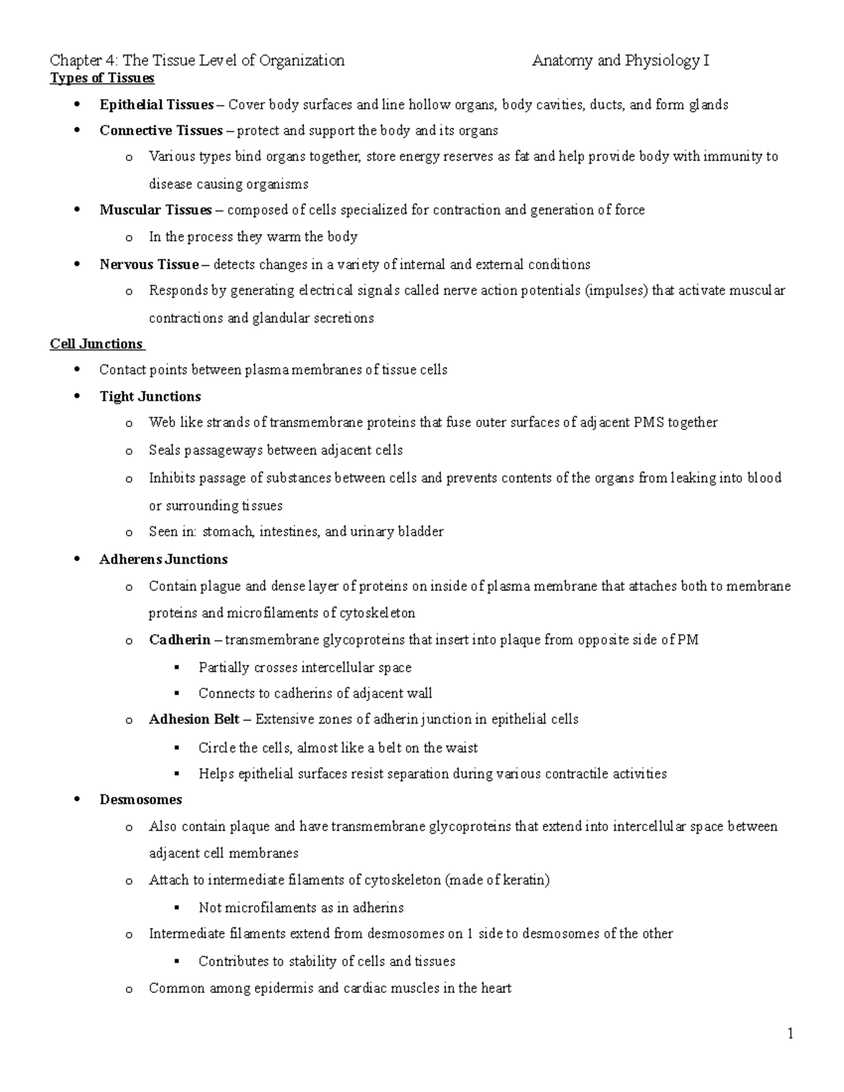 301758118 Chapter 4 Tissue Organization docx - Types of Tissues ...