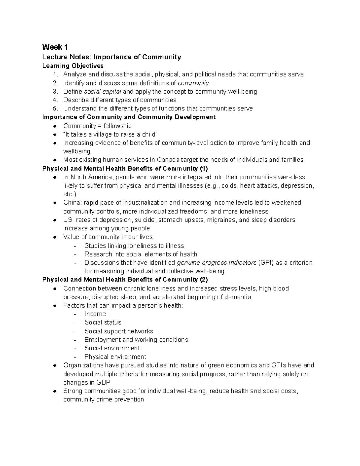 CITB04 Week 1 Lecture - Week 1 Lecture Notes: Importance of Community ...